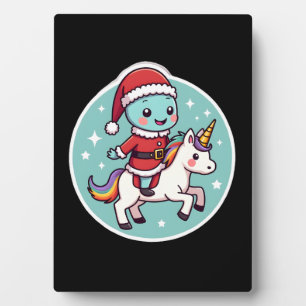 Kawaii Axolotl Einhorn Weihnachten Santa Frohe Wei Fotoplatte