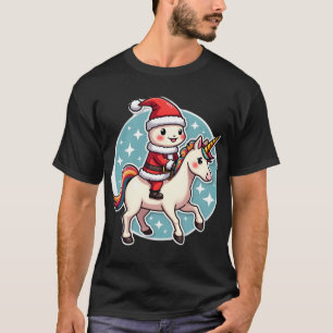 Kawaii Axolotl Einhorn Weihnachten Santa Frohe Wei T-Shirt