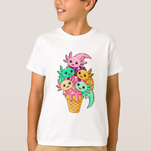 Kawaii Axolotl Eiscremekegel Amphibien-Dessert T-Shirt