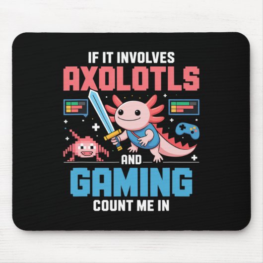 Kawaii Axolotl Gamer-Shirt für Jungen Mädchen Anim Mousepad (Vorne)