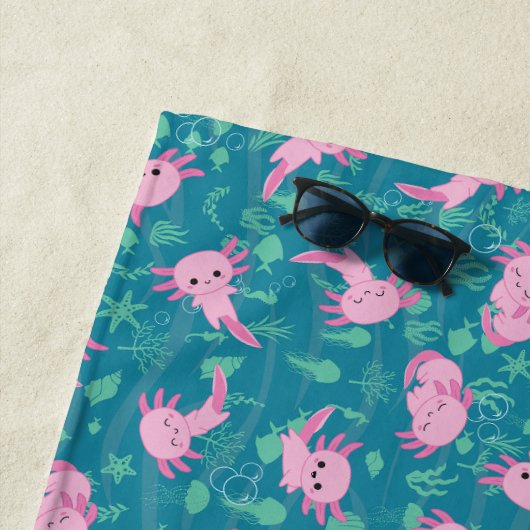Kawaii Axolotl im Ocean Beach Towel Strandtuch (Beispiel)