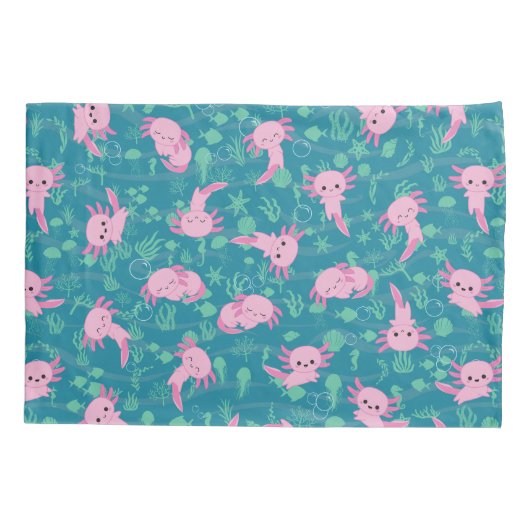Kawaii Axolotl im Seepillowcase Kissenbezug (Rückseite)