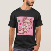 Kawaii Axolotl Japanese Anime Strawberry Milk Shak T-Shirt (Vorderseite)