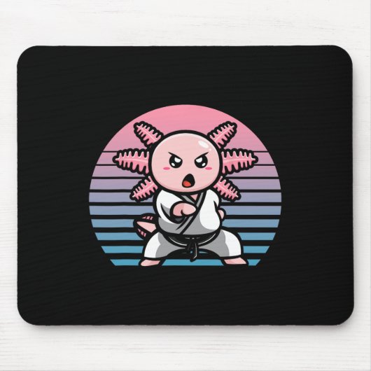 Kawaii Axolotl Karate Funny Martial Arts Mousepad (Vorne)