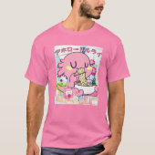 Kawaii Axolotl Life Ramen Strawberry Milk Shake Ja T-Shirt (Vorderseite)