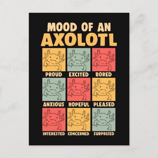Kawaii Axolotl Mood Amphibian Joke Postkarte (Vorderseite)