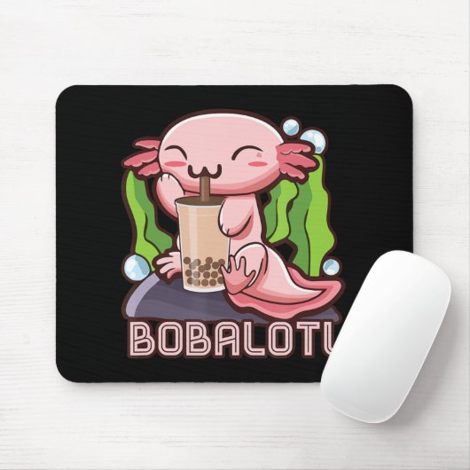 Kawaii Axolotl Niedlich Boba T-Shirt Bubble Tee An Mousepad (Mit Mouse)
