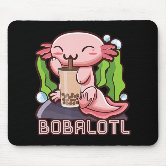 Kawaii Axolotl Niedlich Boba T-Shirt Bubble Tee An Mousepad (Vorne)