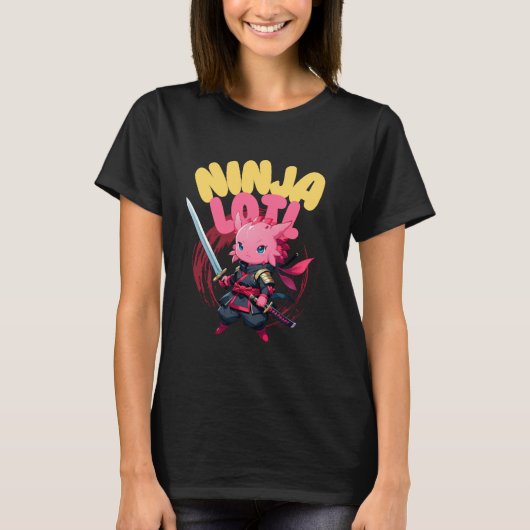 Kawaii Axolotl Ninja - Cudly Aquatic Animal T-Shirt (Vorderseite)