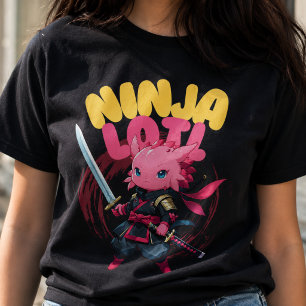 Kawaii Axolotl Ninja - Cudly Aquatic Animal T-Shirt
