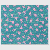 Kawaii Axolotl: Ocean Wrapping Paper Geschenkpapier (Flach)