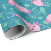 Kawaii Axolotl: Ocean Wrapping Paper Geschenkpapier (Rolleneckpunkt)