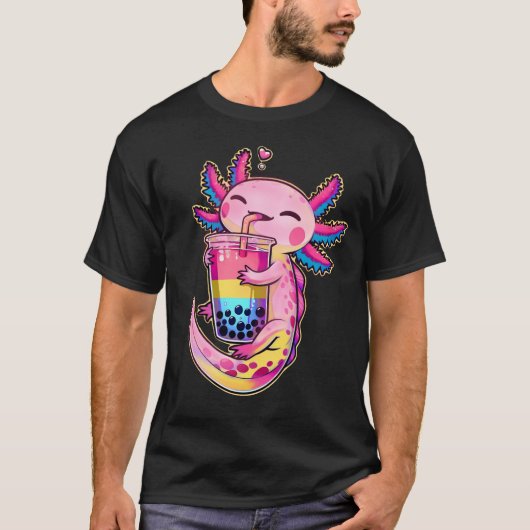 Kawaii Axolotl Pansexual Bubble Tee LGBTQ Subtile (Vorderseite)