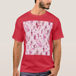 Kawaii Axolotl Pink Berries Muster Otaku Japanisch T-Shirt