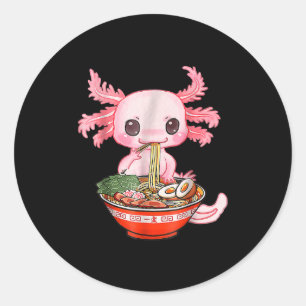 Kawaii Axolotl Ramen Food Japanisch Funny Graphen  Runder Aufkleber