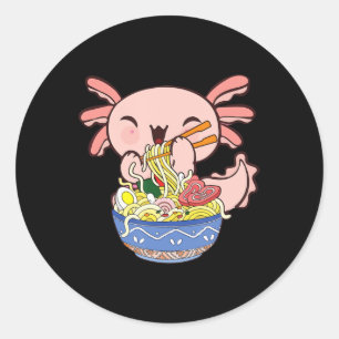 Kawaii Axolotl Ramen Noodles Japanese Anime Kids T Runder Aufkleber