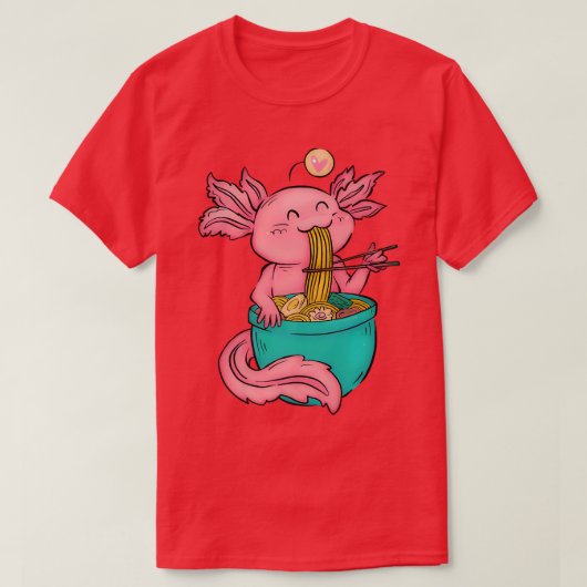 Kawaii Axolotl Ramen Noodles Japanese Anime Otaku T-Shirt (Design vorne)
