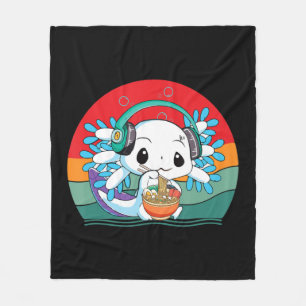 Kawaii Axolotl Ramen Nudeln Retro Vintage Anime J Fleecedecke