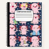 Kawaii Axolotl Spiralkomposition Notebook Notizblock (Vorderseite)