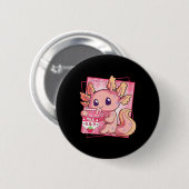 Kawaii Axolotl Strawberry Milk Anim Button (Vorne & Hinten)