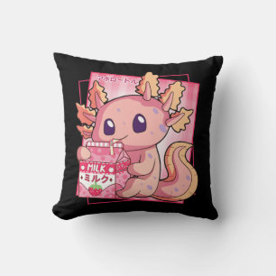 Kawaii Axolotl Strawberry Milk Anim Kissen