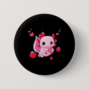 Kawaii Axolotl Strawberry Milk Shake Anime Gift Gi Button