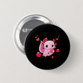 Kawaii Axolotl Strawberry Milk Shake Anime Gift Gi Button (Vorne & Hinten)