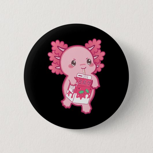 Kawaii Axolotl Strawberry Milk Teen Girl Kinder Ja Button (Vorderseite)