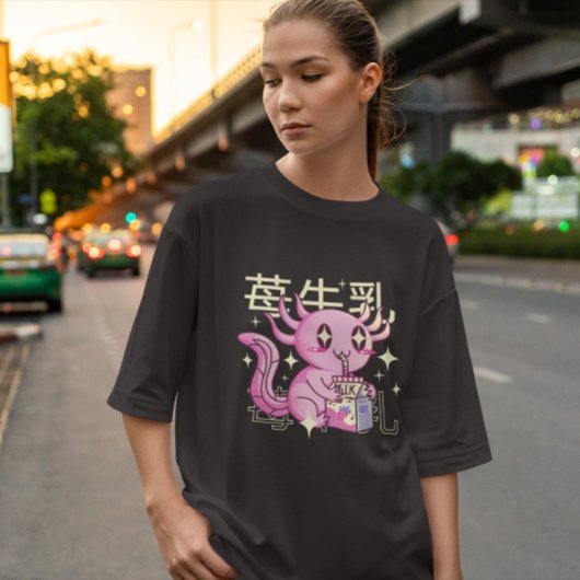 Kawaii Axolotl und Erdbeermilch T-Shirt