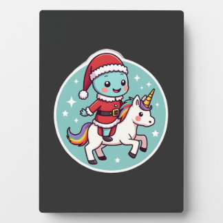 Kawaii Axolotl Unicorn Xmas Santa Merry Christmas  Fotoplatte