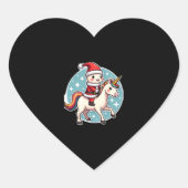 Kawaii Axolotl Unicorn Xmas Santa Merry Christmas Herz-Aufkleber (Vorderseite)