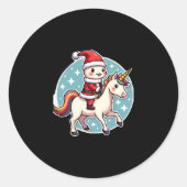 Kawaii Axolotl Unicorn Xmas Santa Merry Christmas Runder Aufkleber (Vorderseite)