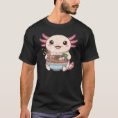 Kawaii Axolotl with Ramen Bowl T-Shirt (Vorderseite)