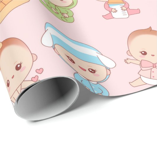 Kawaii Babies Geschenkpapier (Rolleneckpunkt)