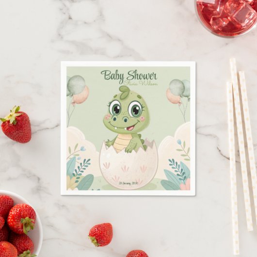 Kawaii Baby Alligator Hütet Eier Wasserfarbe Serviette (Beispiel)