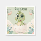 Kawaii Baby Alligator Hütet Eier Wasserfarbe Serviette (Vorderseite)