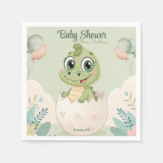 Kawaii Baby Alligator Hütet Eier Wasserfarbe Serviette (Vorderseite)