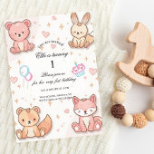 Kawaii Baby Animal 1st Birthday Invitation Einladung