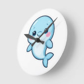 Kawaii Baby Blue Dolphin Runde Wanduhr (Winkel)