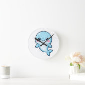 Kawaii Baby Blue Dolphin Runde Wanduhr (Zuhause)