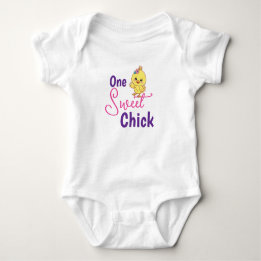 Kawaii Baby Chicks One Sweet Chick White Baby Bib Strampler
