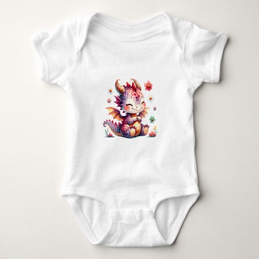 Kawaii Baby Dragon Fantasy Art Baby Strampler (Vorderseite)