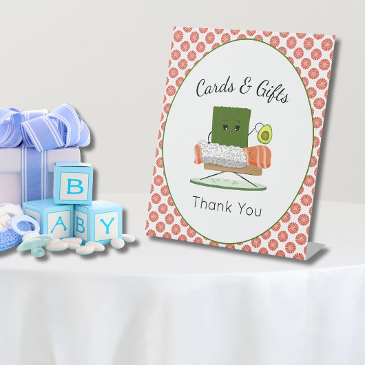 Kawaii Baby Dusche: Sushi Salmon Roll Cards & Gesc Sockelschild