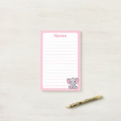 Kawaii Baby Elephant Soft Pink Post-it Klebezettel (Auf Schreibtisch)