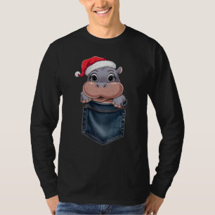 Kawaii Baby Hippo Weihnachts-T - Shirt Adorable