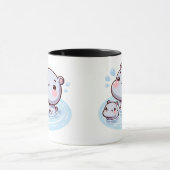 Kawaii Baby Hippos Swimming Mug Design Tasse (Zentrum)