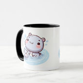 Kawaii Baby Hippos Swimming Mug Design Tasse (Vorderseite Links)