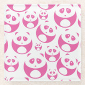 Kawaii Baby Pink und White Panda Muster Glasuntersetzer (Vorderseite)