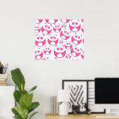 Kawaii Baby Pink und White Panda Muster Poster (Heimbüro)