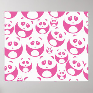 Kawaii Baby Pink und White Panda Muster Poster